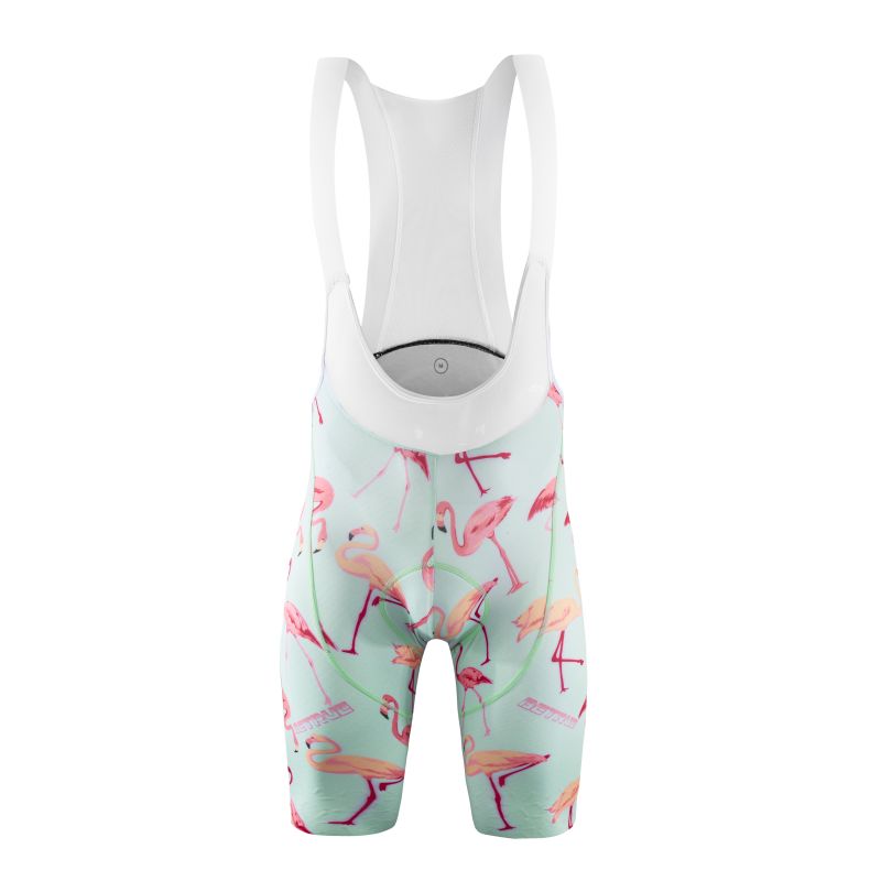 Pantaloncini con bretelle da ciclismo personalizzati Flamingo da uomo