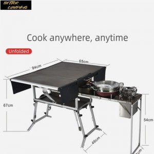 BC Outdoor Camping Mobile Folding Camping Cooking Table Portable Camping Kitchen Table deliciae Kitchen Station for BBQ Party and picnics