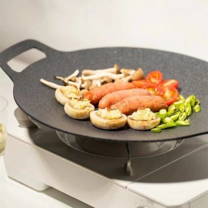 BC Round Aluminum BBQ Grill Plate Barbecue Ne-stick Pan