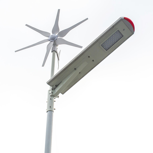 All in One Led Outdoor Power Integrated 30w 60w 80w စျေးနှုန်း ဘက်ထရီ 6M Pole Wind Hybrid Lithium Windmill နှင့် Solar Street Light