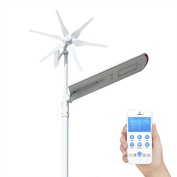 All in One LED Outdoor Power Integrated 30w 60w 80w මිල බැටරිය 6M Pole Wind Hybrid Lithium Windmill සහ Solar Street Light