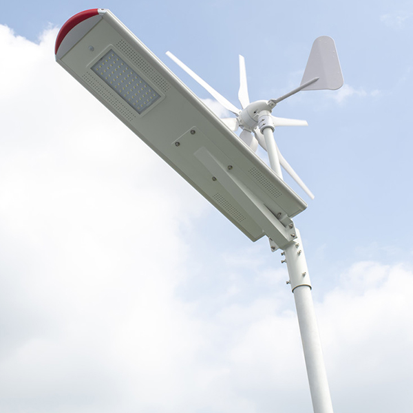Rehetra amin'ny iray Led Outdoor Power Integrated 30w 60w 80w Price Battery 6M Pole Wind Hybrid Lithium Windmill sy Solar Street Light