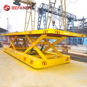 Towed Cable Power 5T Scissor Lifting Rail Transfer Cart