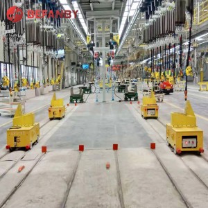 Handling van stalen platen Elektrische railtransportwagen van 1 ton