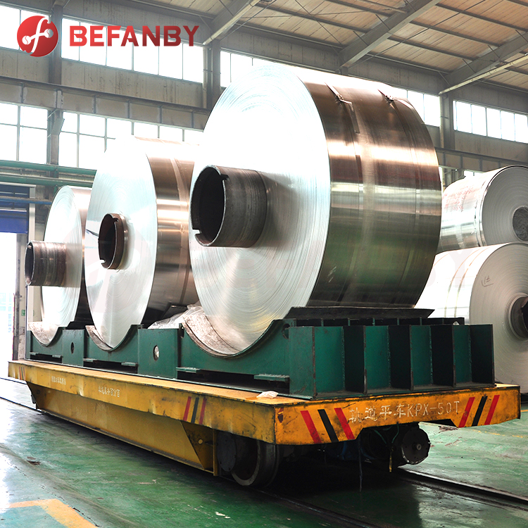 Carrello di trasferimento per bobine ferroviarie da 50 tonnellate per fabbrica di alluminio