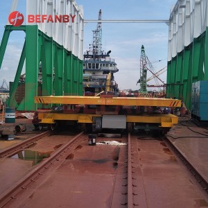 Nagy teherbírású 350T hajógyári elektromos vasúti szállítókocsi