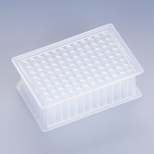 2.2ml Skirted Flat U Bottom 96 PCR Deep Well Plate dengan Rok Sealing Films
