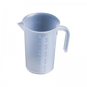 Plastična merilna čaša za laboratorijsko kemijo z ročajem za veleprodajno ceno