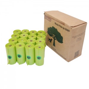 Leak Proof,biodegradable eco-friendly Dog Waste Disposal Bags Refill Rolls with Free Dispenser