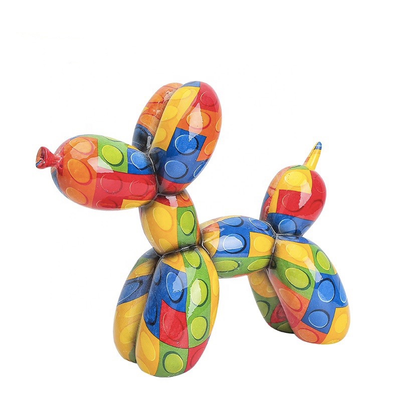 Ornamentos de design de arte decoração de casa balão cão escultura de fibra de vidro