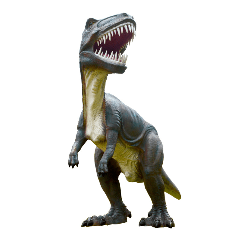 Kanpoko apainketa simulazioa tamaina naturaleko dinosauro beira-zuntzezko eskultura