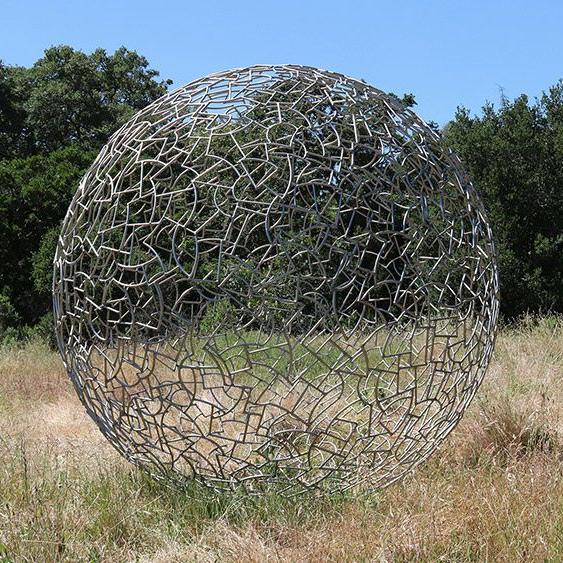 Abstração de malha de metal oca Escultura de aço inoxidável