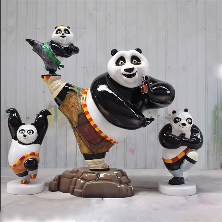 Inni og úti skraut Kung Fu Panda trefjagler skúlptúr