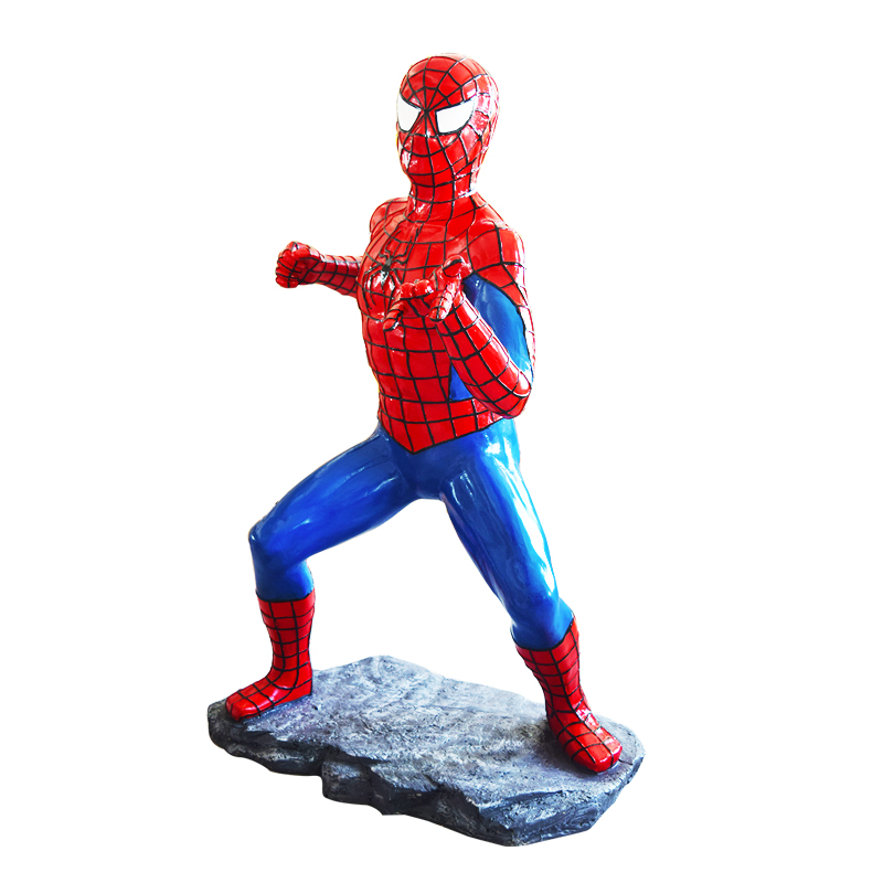 Escultura de plástico reforçado com fibra de vidro do Homem-Aranha para decoração de interiores