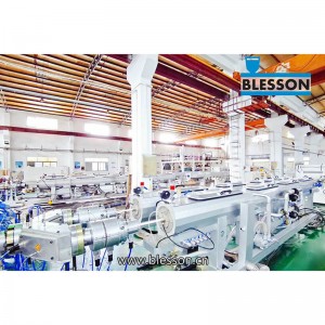 Phaello e phahameng ea PVC Twin Pipe Production Line 2-strand Pipe Extrusion Machine