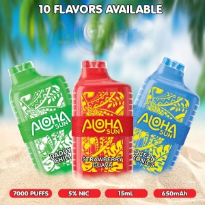 Aloha Sun 7000 Puffs Disposable Vape me shumicë 15ml Cigare Elektronike e Karikueshme