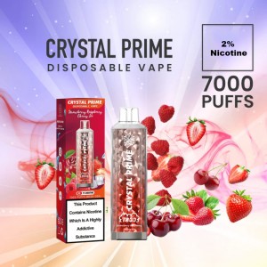 Crystal Prime Bar ahaziri 7000 Puffs nke a na-atụfu Vape 2% Nicotine nwere ike ịchaji E Siga Puff Bar
