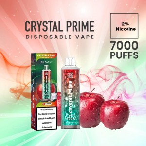 Prilagojena Crystal Prime Bar 7000 vpihov za enkratno uporabo Vape 2% nikotina za ponovno polnjenje E-cigareta Puff Bar