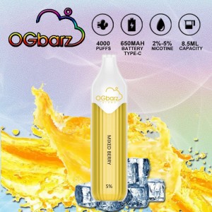 OGbarz diamo 4000 Μίας χρήσης Συσκευή ατμίσματος 650mah Προγεμισμένη μπαταρία 8,5ml E Cigarette Vaporizer Pen