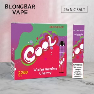 ሊጣል የሚችል Vape Pen BLONGBAR 2200 Puffs Bar ኤሌክትሮኒክ ሲጋራዎች Vape Pod 950mAh የባትሪ ተን ቫፕ