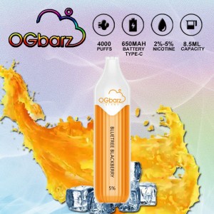 OGbarz diamo 4000 တစ်ခါသုံး Vape ကိရိယာ 650mah ဘက်ထရီ ကြိုတင်ဖြည့်ထားသော 8.5ml E Cigarette Vaporizer Pen