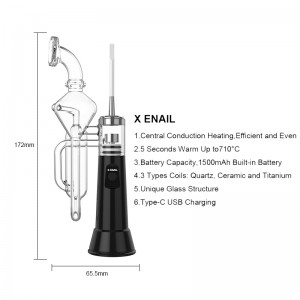Оригинален X-ENAIL Пренослив комплет Dab Rig Electric Nail Glass Bubbler Pipe Vax Concentrate Dry Herb Vaporizer Electrical hookah