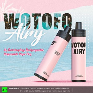 Նոր միանգամյա օգտագործման էլեկտրոնային ծխախոտ Wotofo Airy Vape Գրիչ Վերալիցքավորվող 12 մլ E-juice 850 mAh մարտկոց 2% 5% Nicotine Salt Vaporizer Գրիչ