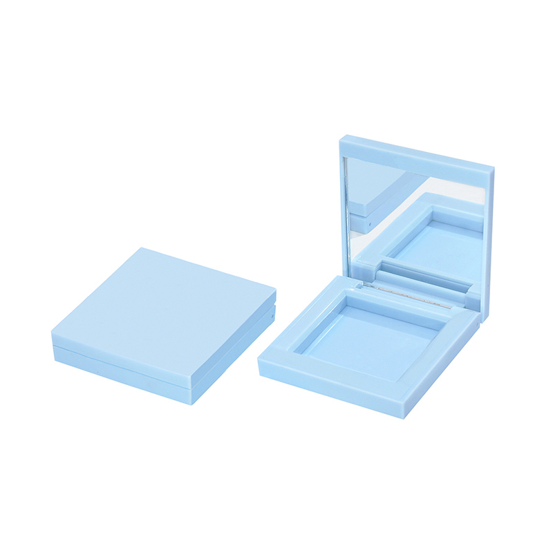Blauwe oogschaduw lege doos spiegel make-up vierkante oogschaduw doos