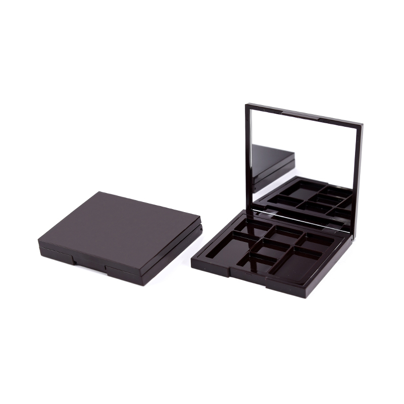 Paleta de sombras de ollos negra cadrada de 7 cores recipiente baleiro con espello