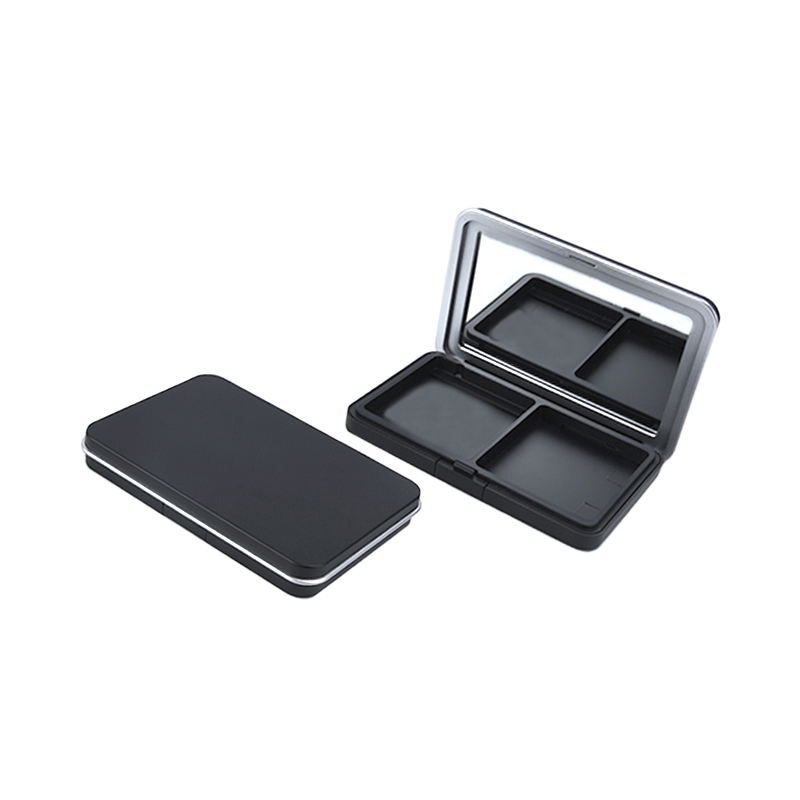 2 pander sort sølv rektangel magnetisk presset pulver kompakt sag