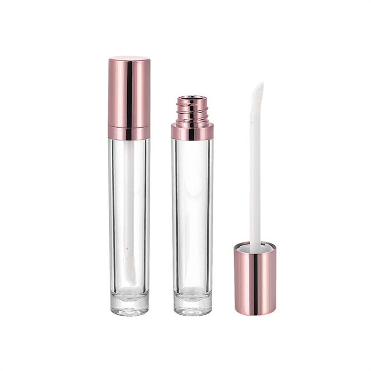 tubes uniques de brillant à lèvres avec couvercle en or rose de 5 ml avec anneau central