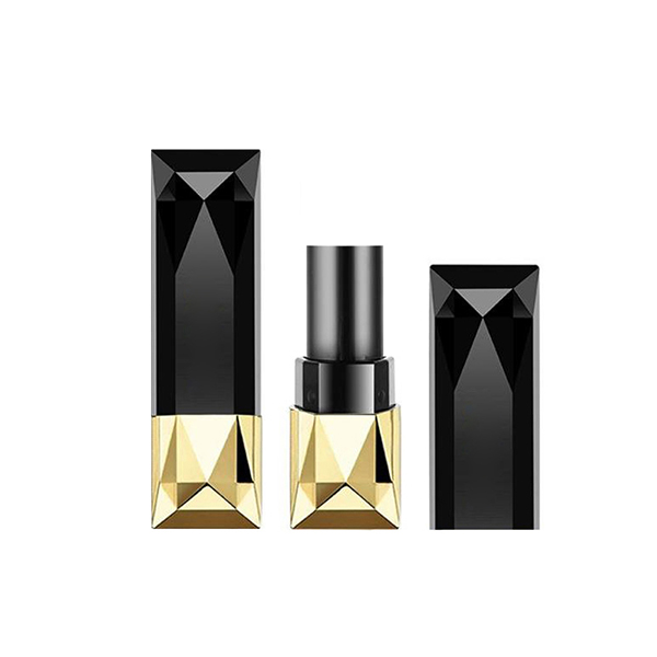 Diamentowe, luksusowe etui na szminki, czarne kwadratowe pojemniki na szminki 12,7 mm