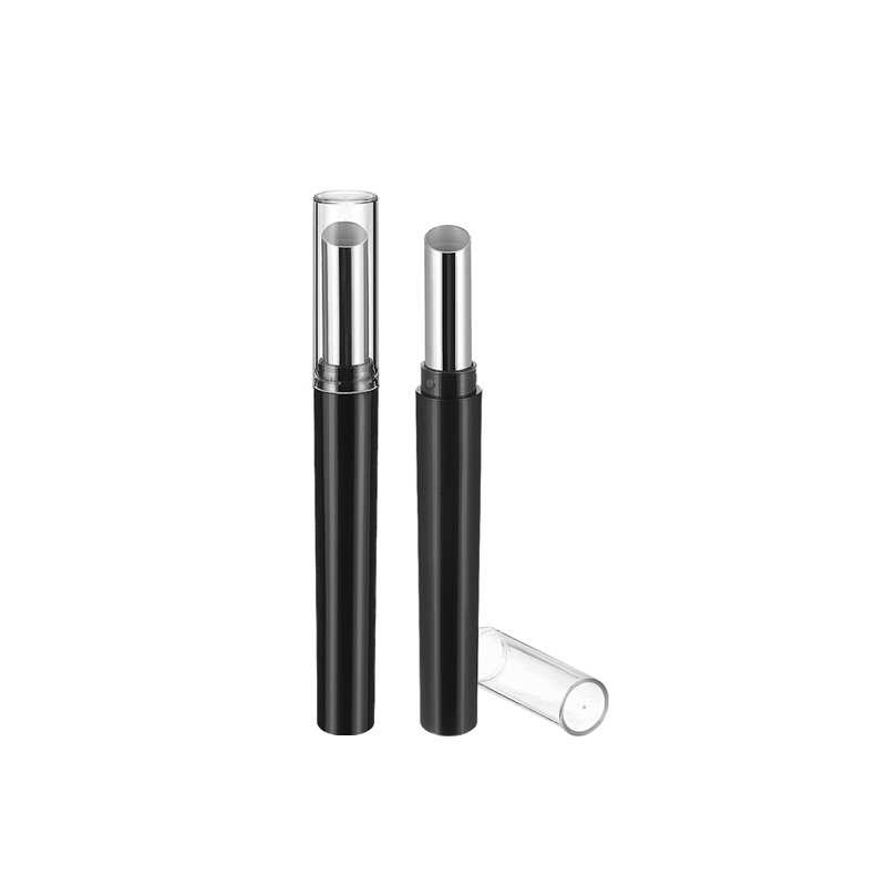 Mini slim leppestiftveske gjennomsiktig lokk pen svart leppestiftemballasje
