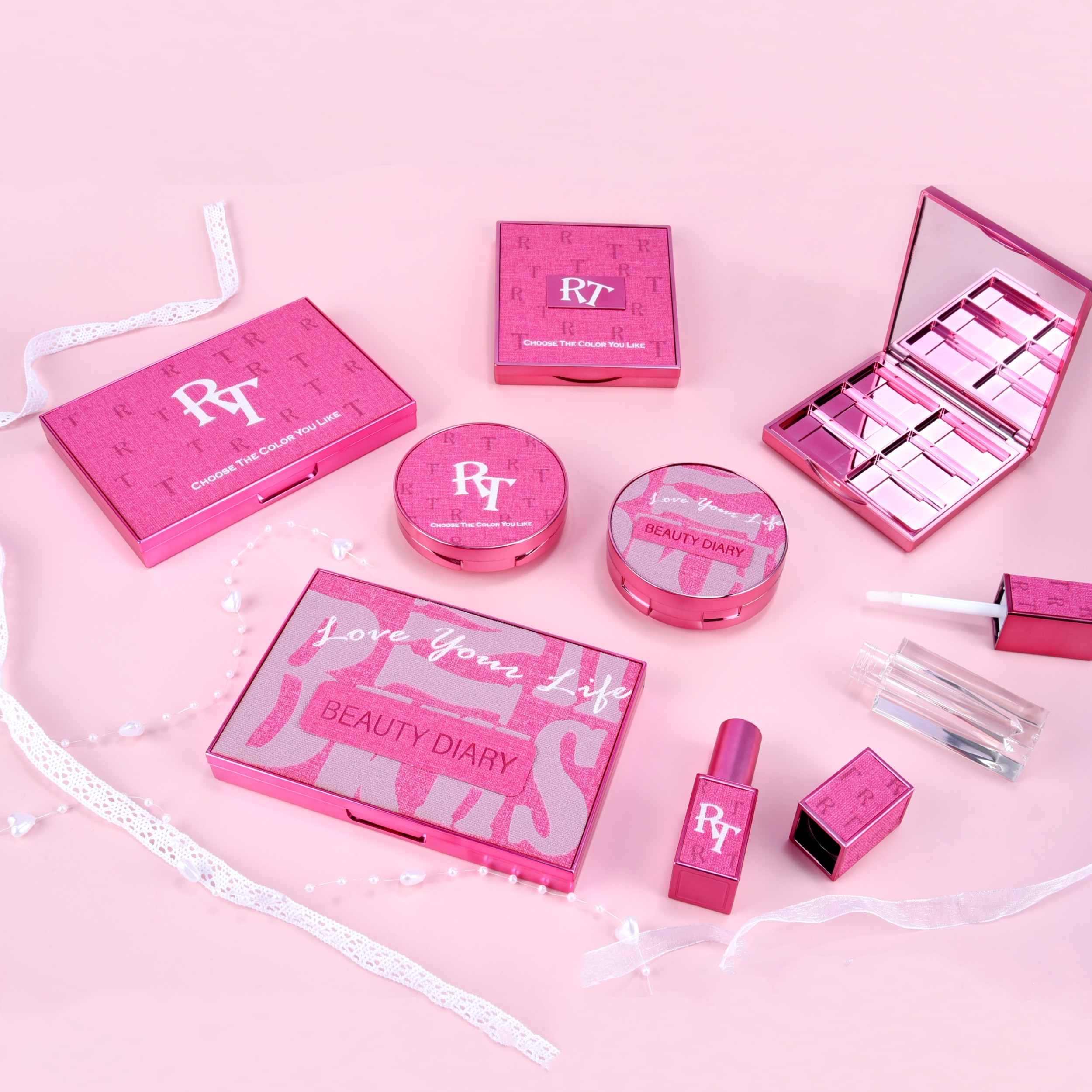 चमड़े की सजावट बार्बी गुलाबी कॉस्मेटिक पैकेजिंग खाली लक्जरी OEM थोक