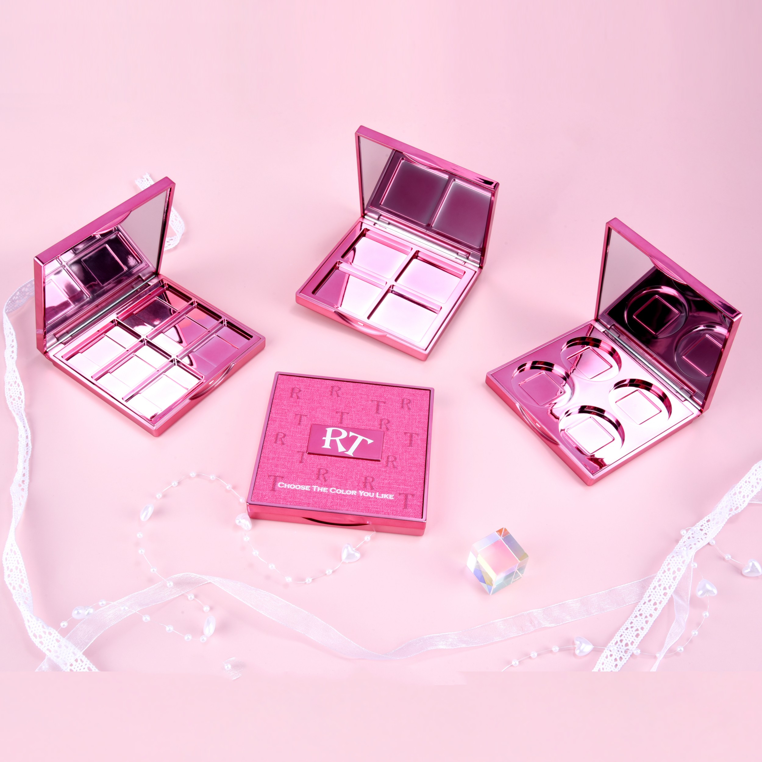 decoración de coiro barbie embalaxe de cosméticos rosa de luxo baleiro por xunto OEM