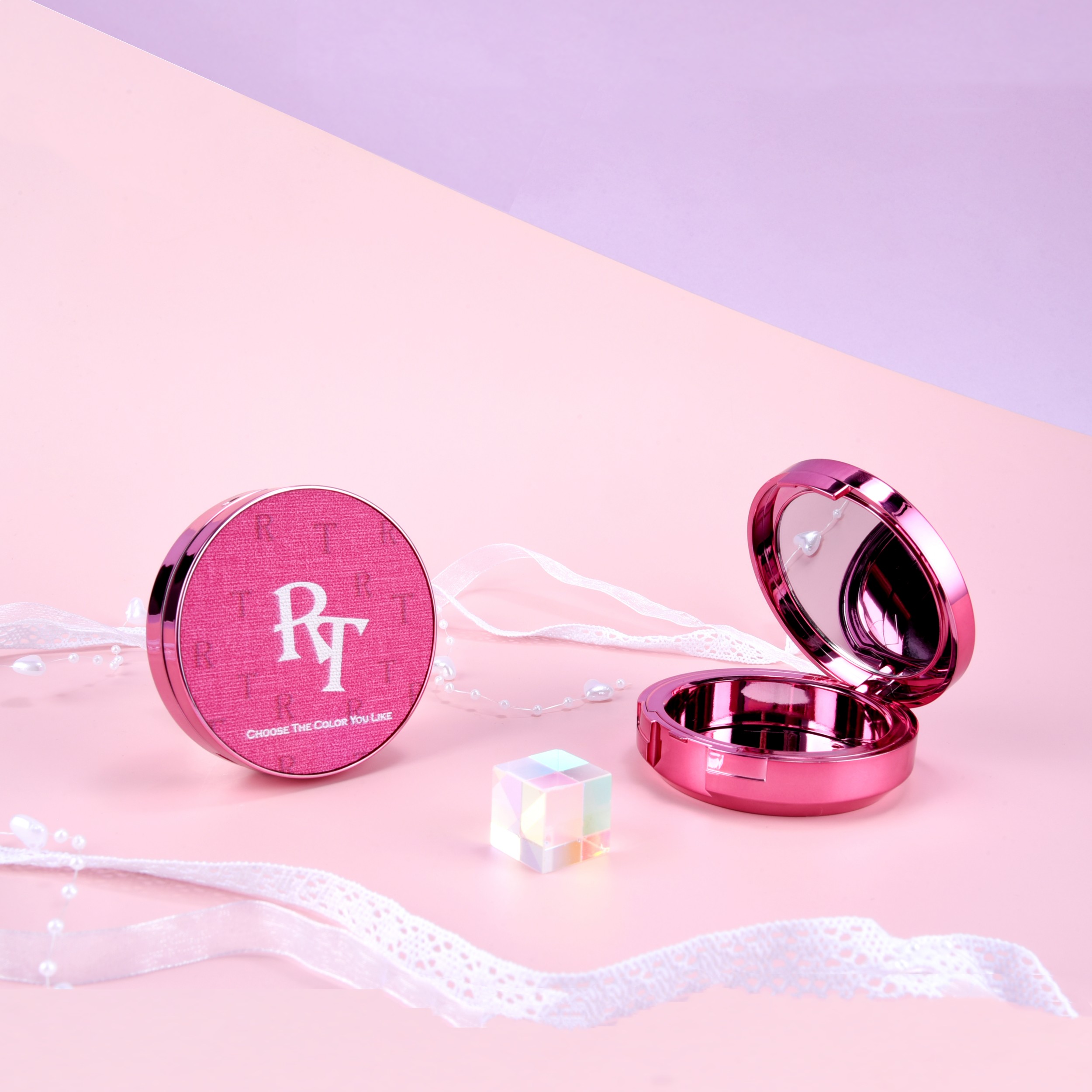 decoración de coiro barbie embalaxe de cosméticos rosa de luxo baleiro por xunto OEM