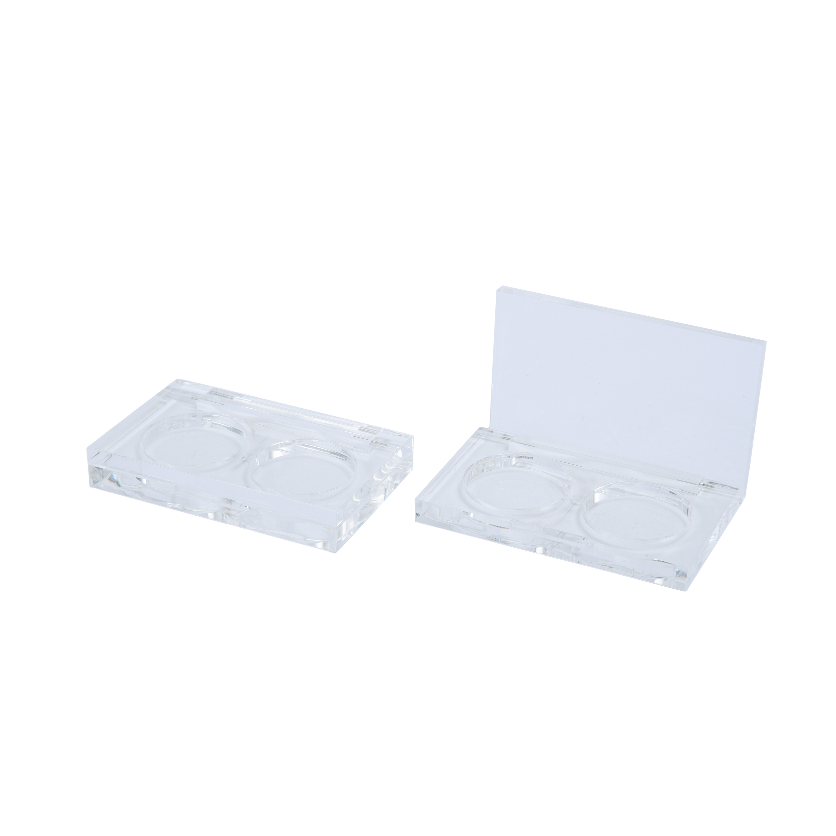 आईशैडो पैकेजिंग दो रंग 27 मिमी पैन पारदर्शी प्लास्टिक केस