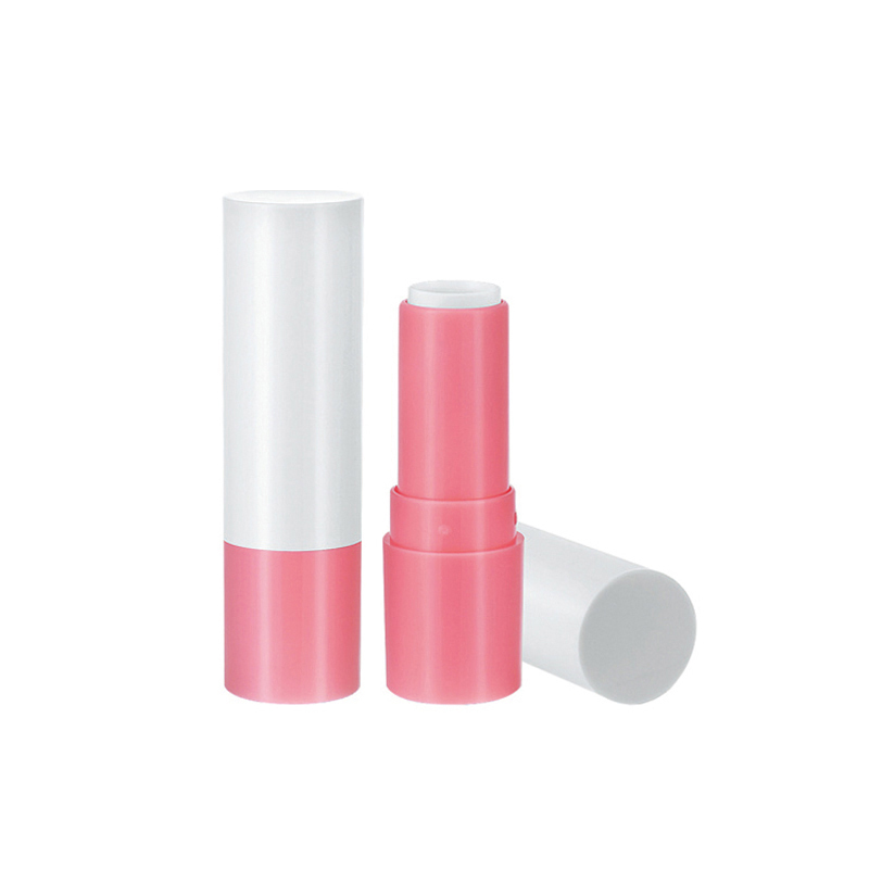 Tubo de bálsamo labial de gran tamaño redondo rosa branco tubo de bálsamo labial biodigradable de 5 g