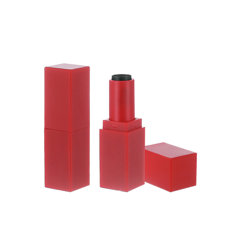 Contenedor de embalaxe de bálsamo labial vermello de China, mini tubo de batom de tapa plana