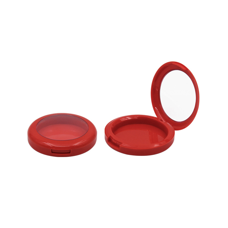 Durchmesser: 59 mm, UV-glänzend, rot, luxuriös, leere Rouge-Presspulververpackung mit Fenster