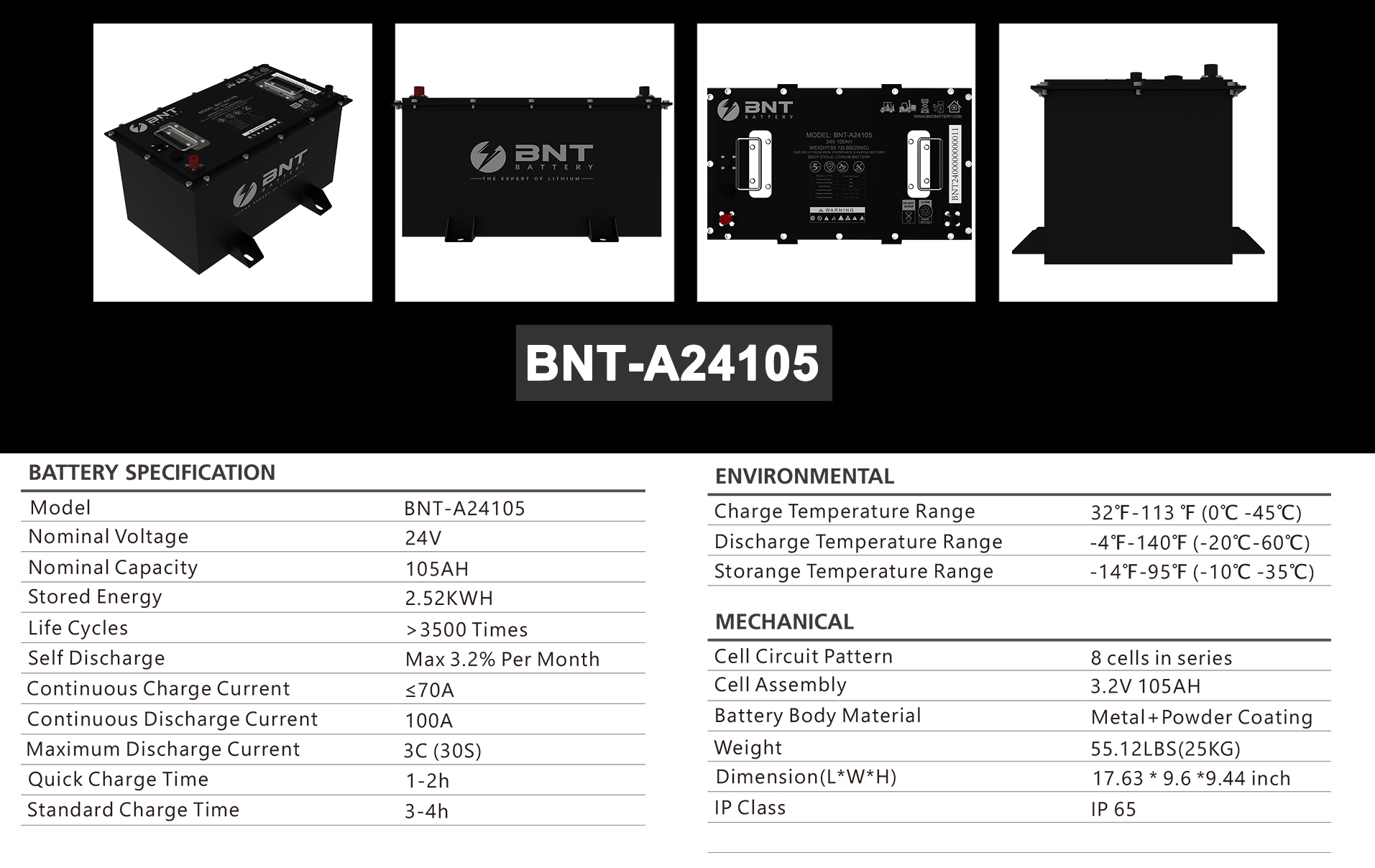 BNT कैंची लिफ्ट 24V बैटरी 105Spec