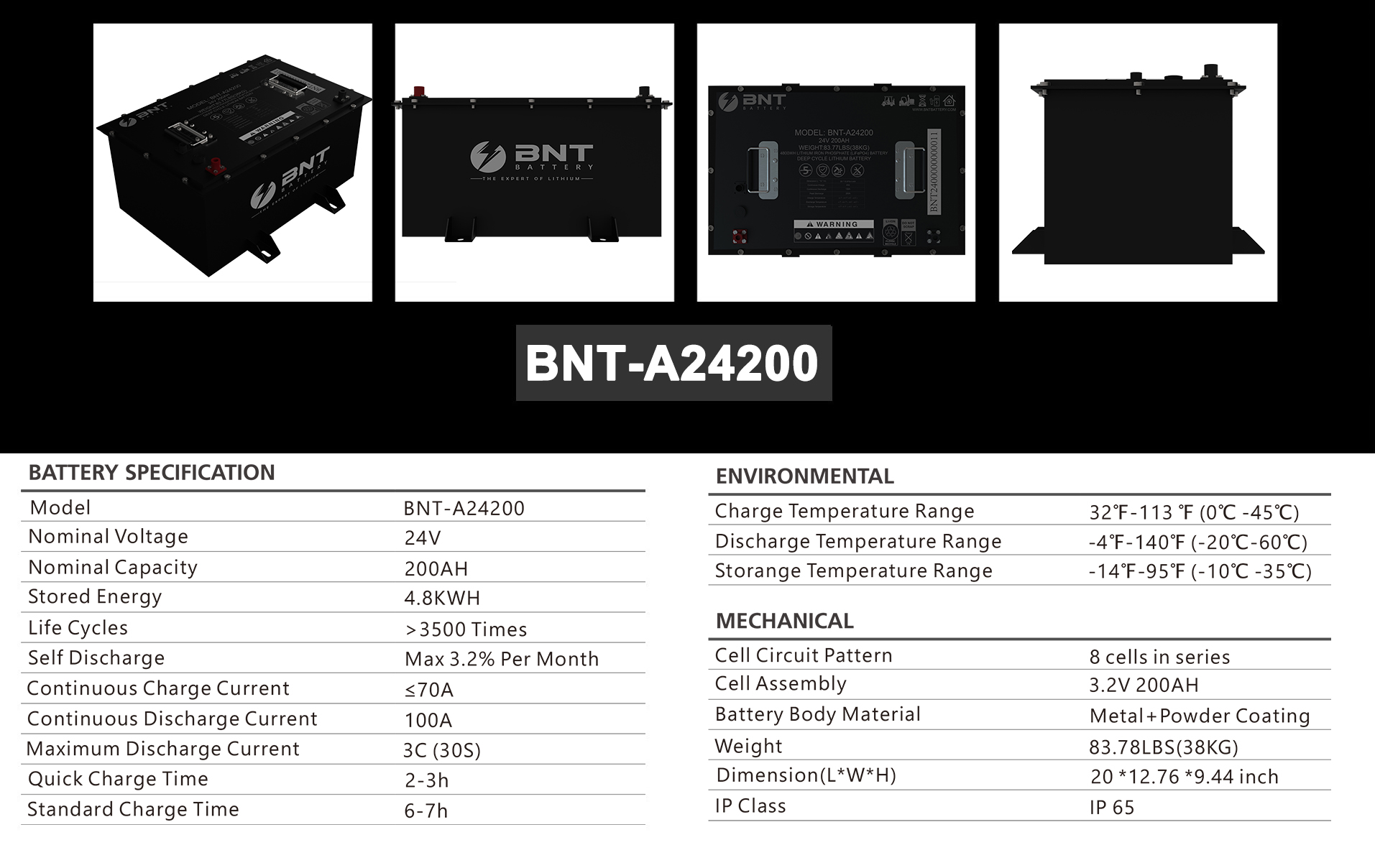 BNT SCISSOR LIFT 24V Battery 200 Spec
