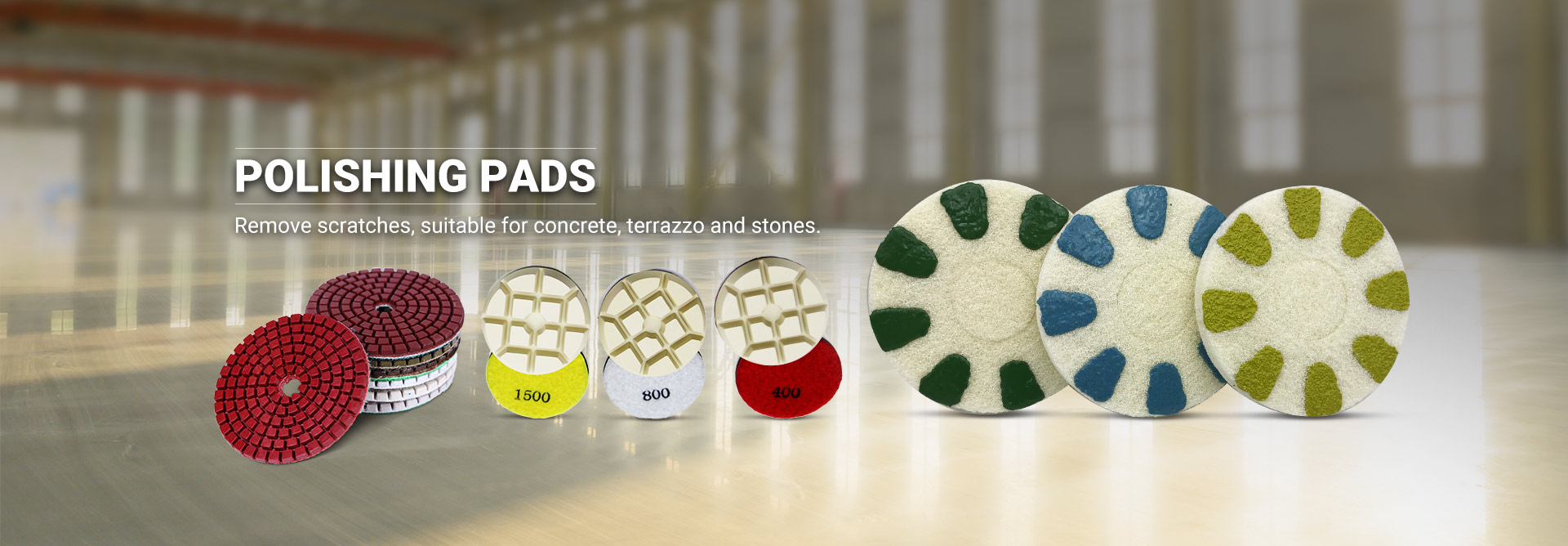 Resin bond wet or dry diamond polishing pads for concrete and stones