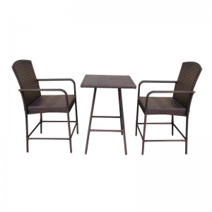 3Pc rattan furniture night club bar stool table chair set