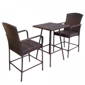 3Pc mea rattan furniture night club bar stool table chair set