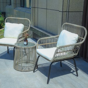 3PC 蝶の形のガーデンビストロ家具金属ロープ織パティオ椅子とテーブル