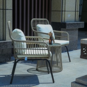 3PC թիթեռի ձև Այգու բիստրո կահույք մետաղական պարանով հյուսված բակի աթոռներ և սեղան