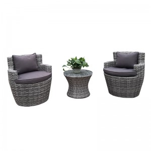 Rattan Bistro Set 2 Vase Chairs Coffee Table Stackable