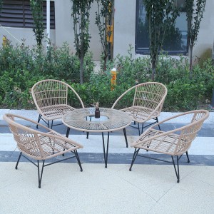 5Pc Finland outdoor patio rattan deep seating furniture set the table chair set