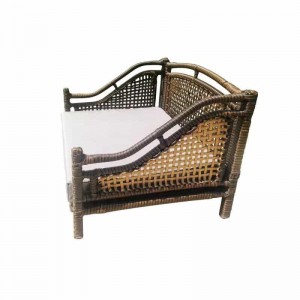 Miljeufreonlik Antike styl Poly Rattan Pet sofa meubels mei floral weaving patroan